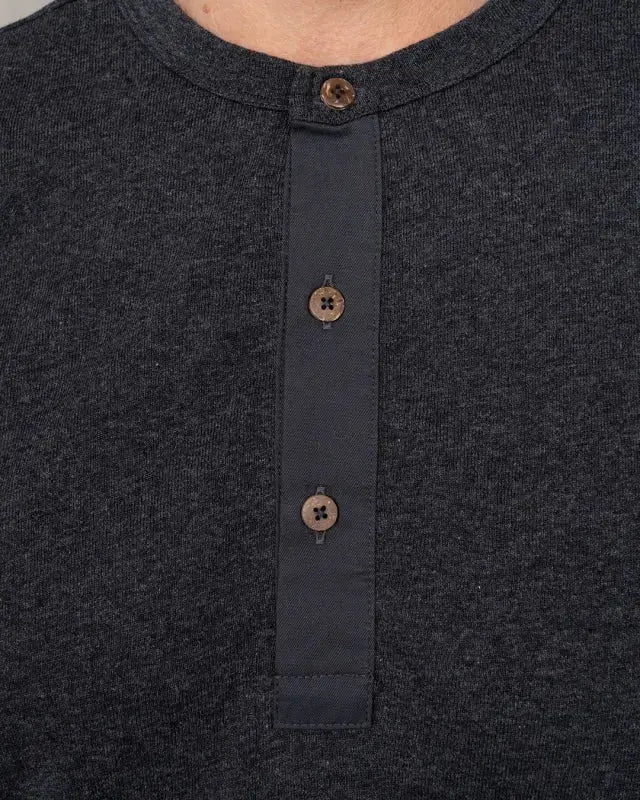 1927 HENLEY SHIRT LONG SLEEVE - Iron Grey - Raw Denim
