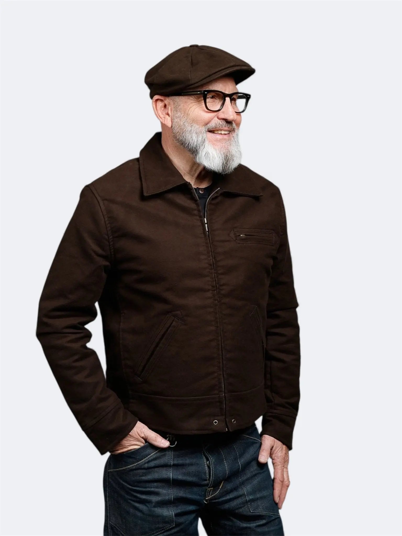 1932 ROADSTER JACKET - Moleskin Soil Brown - Raw Denim