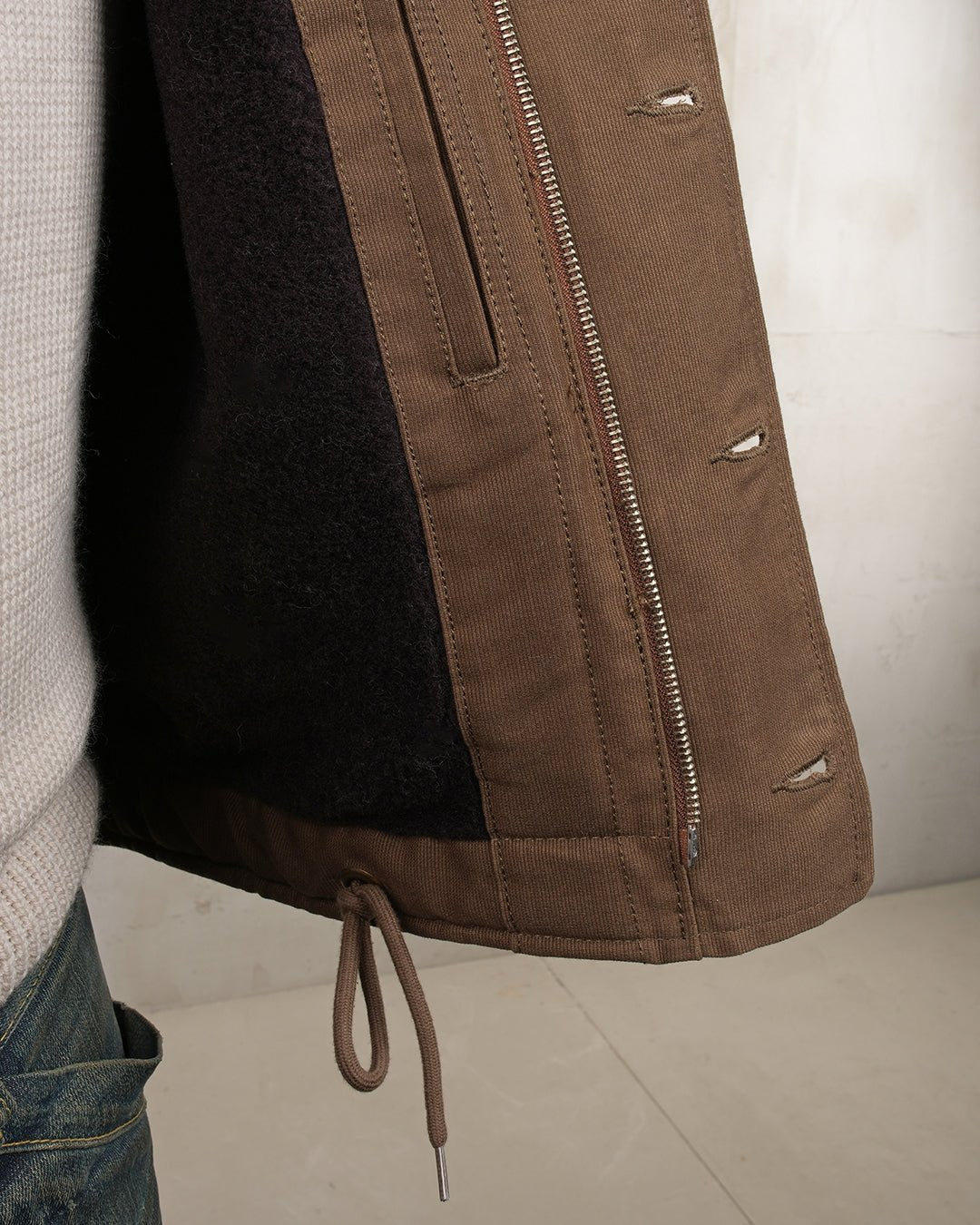 1944 N1 DECK JACKET - Waxed Khaki - Raw Denim