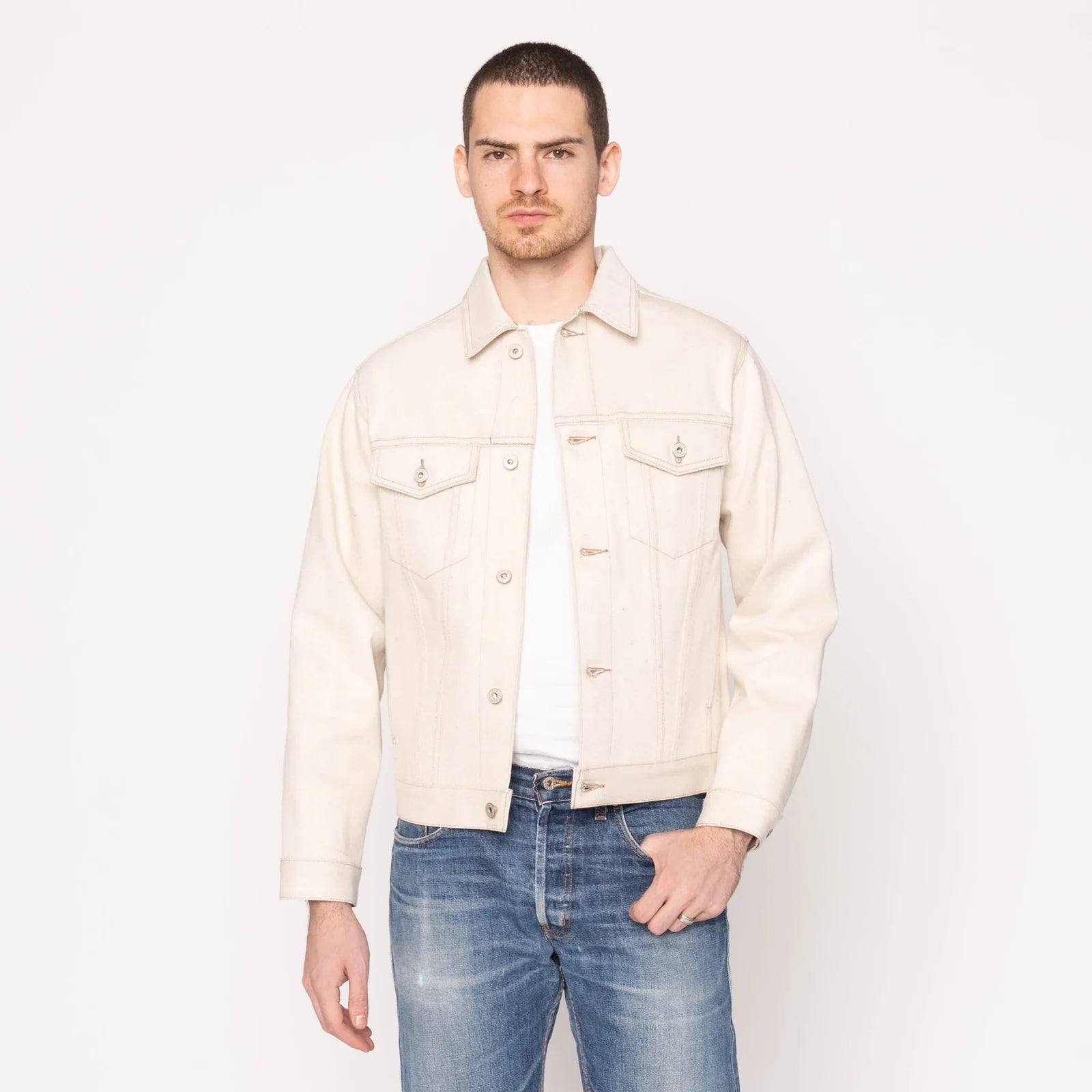 All Natural Ecru Foxfibre® Selvedge 13.6 oz - Denim Jacket - Raw Denim