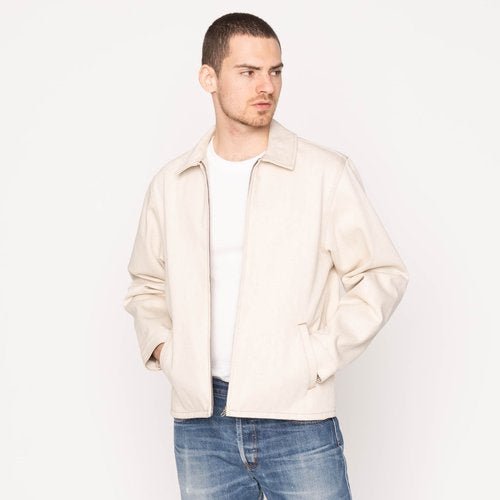 All Natural Ecru Foxfibre® Selvedge 13.6 oz - Zip Chore Coat - Raw Denim