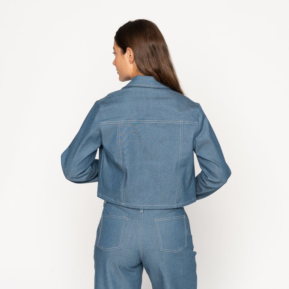 Cropped Jacket - Antique Blue Denim Stretch 9oz - Raw Denim