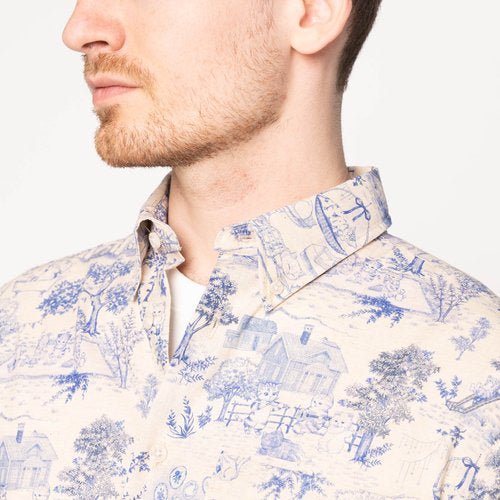 Easy Shirt - Linen Cats - Blue - Raw Denim