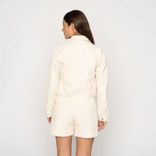 JUDO SASHIKO - Ecru - Cropped Denim Jacket 12.5oz - Raw Denim