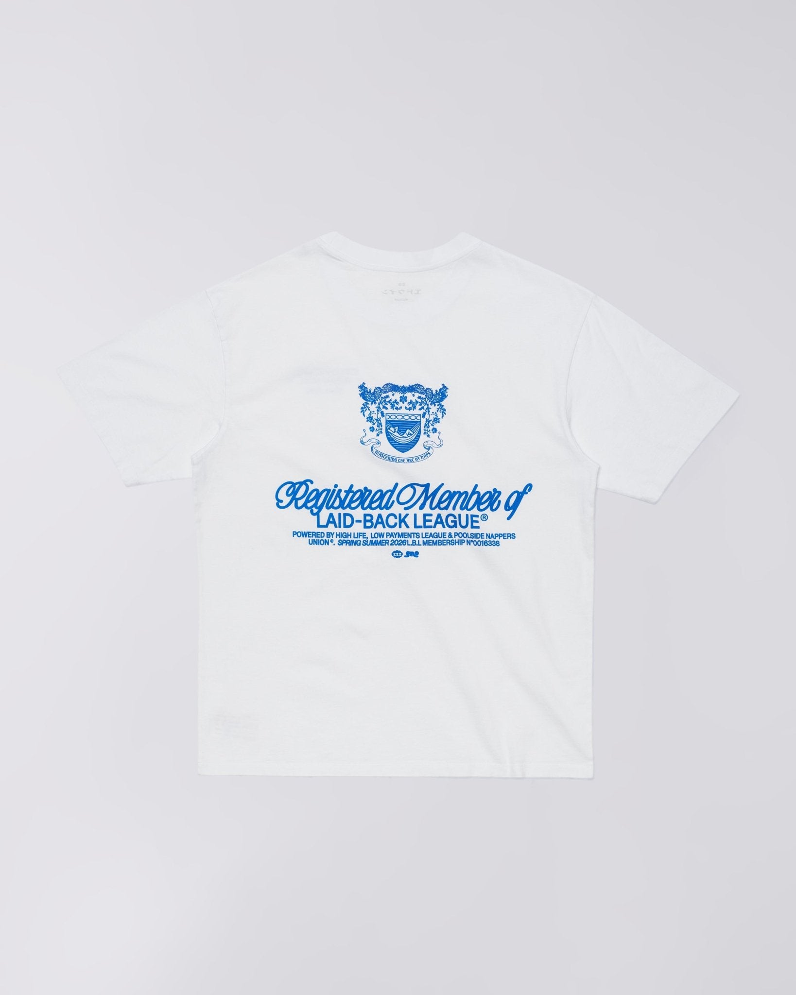 LAID BACK LEAGUE T - SHIRT - White - Raw Denim