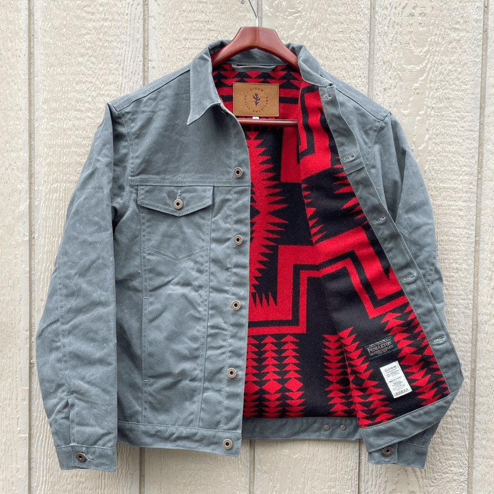 LEGENDS RIDER COAT - Charcoal Walking Rock Lining - Raw Denim