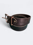 RAW LEATHER BELT - Black Brushed Steel - Raw Denim