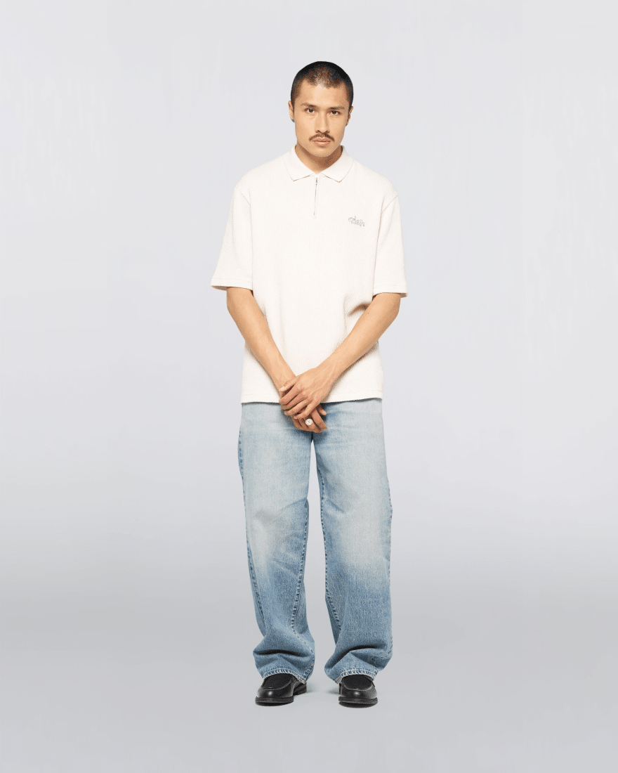 RICK POLO KNIT SS - Blue / Light Grey - Raw Denim