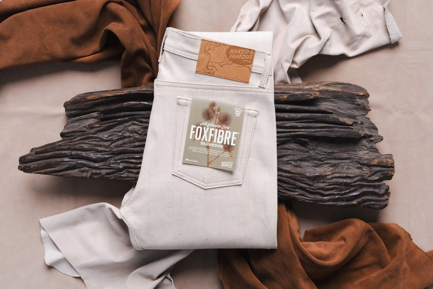 All Natural Ecru Foxfibre® Selvedge 13.6oz - Raw Denim