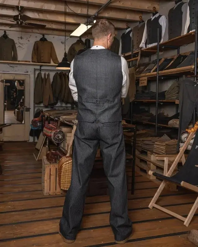 1905 HAULER VEST - Blue Wabash - Raw Denim