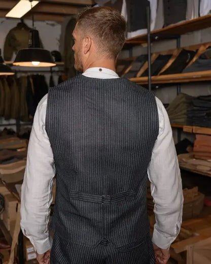 1905 HAULER VEST - Blue Wabash - Raw Denim
