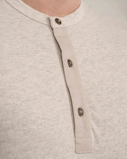 1927 HENLEY SHIRT LONG SLEEVE - Ecru Melange - Raw Denim