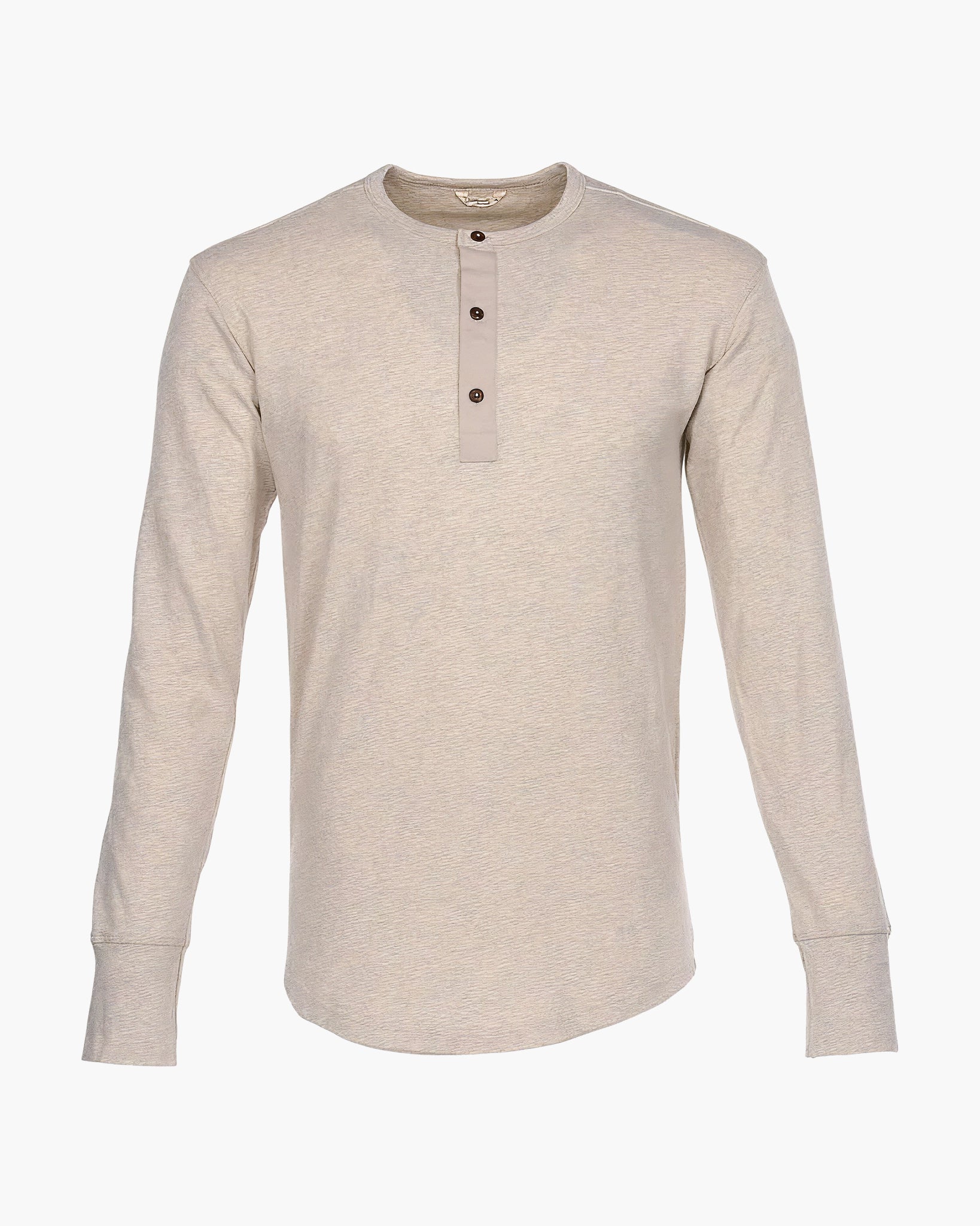 1927 HENLEY SHIRT LONG SLEEVE - Ecru Melange - Raw Denim