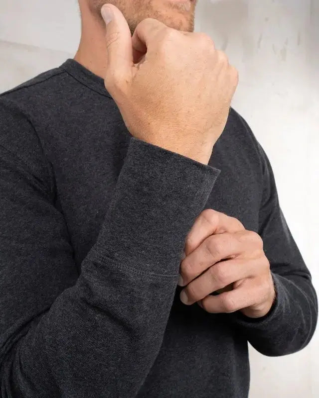 1927 HENLEY SHIRT LONG SLEEVE - Iron Grey - Raw Denim