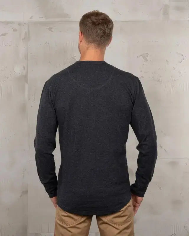 1927 HENLEY SHIRT LONG SLEEVE - Iron Grey - Raw Denim