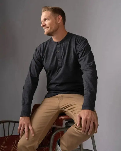 1927 HENLEY SHIRT LONG SLEEVE - Iron Grey - Raw Denim