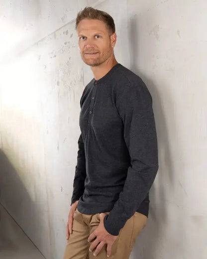 1927 HENLEY SHIRT LONG SLEEVE - Iron Grey - Raw Denim
