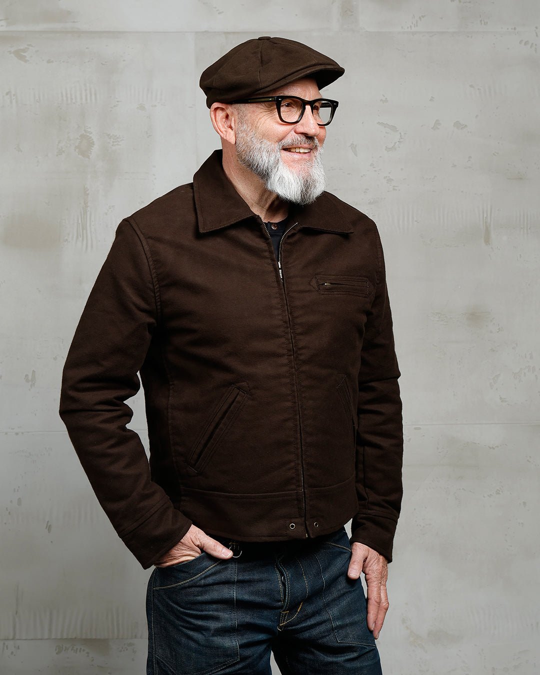 1932 ROADSTER JACKET - Moleskin Soil Brown - Raw Denim