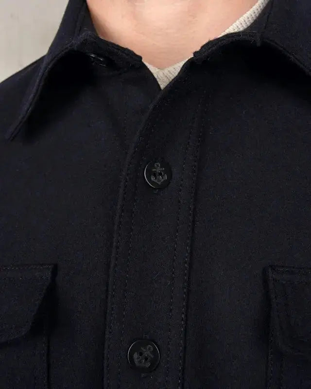1943 CPO SHIRT - Navy Wool - Raw Denim