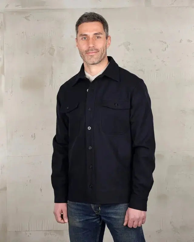 1943 CPO SHIRT - Navy Wool - Raw Denim