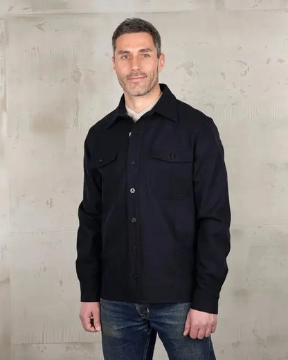 1943 CPO SHIRT - Navy Wool - Raw Denim