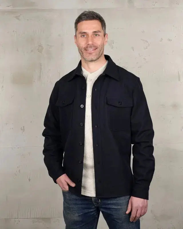 1943 CPO SHIRT - Navy Wool - Raw Denim