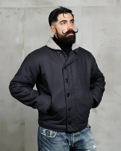 1944 N1 DECK JACKET - Elephant Skin Asphalt - Raw Denim