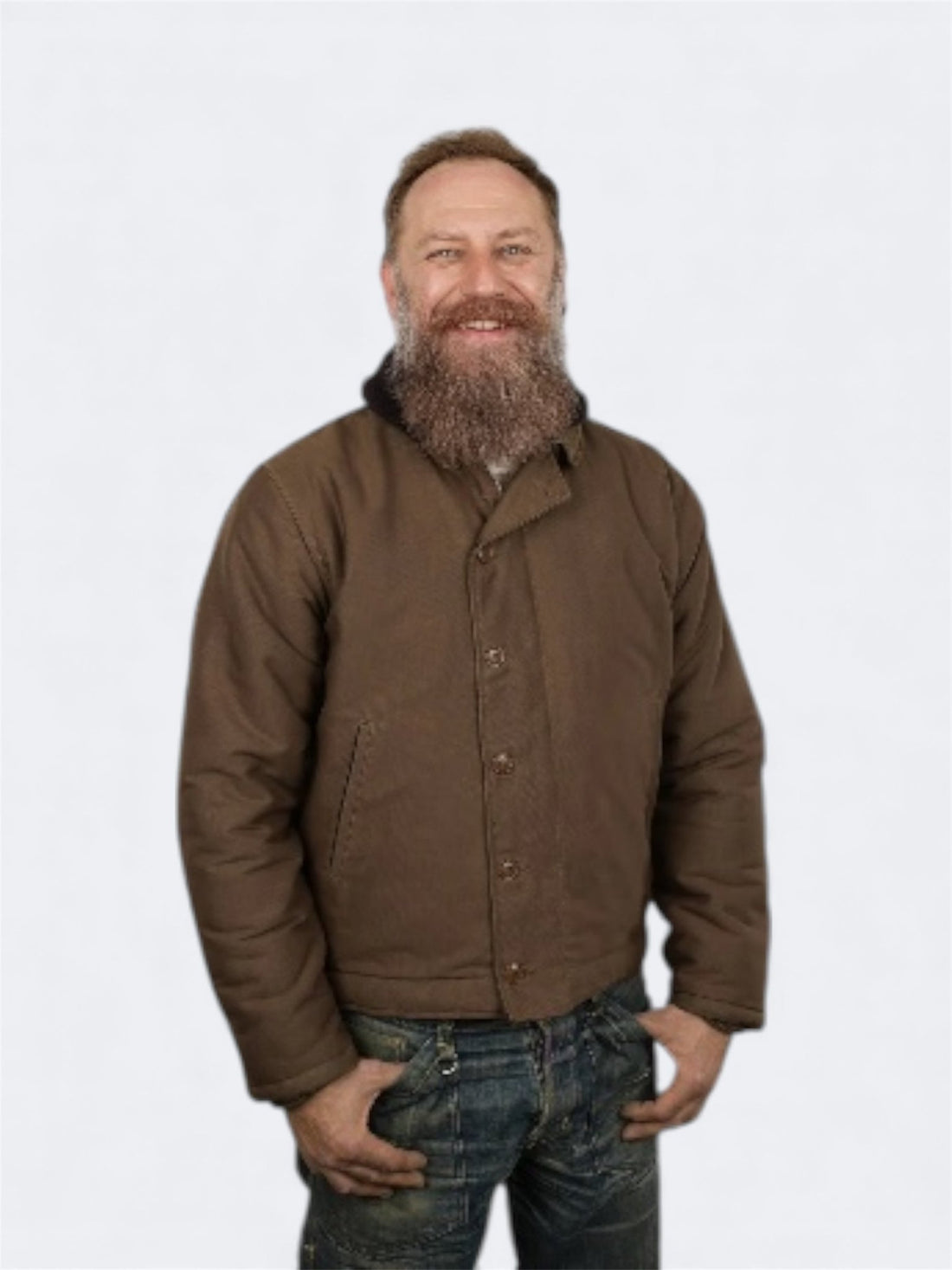 1944 N1 DECK JACKET - Waxed Khaki - Raw Denim