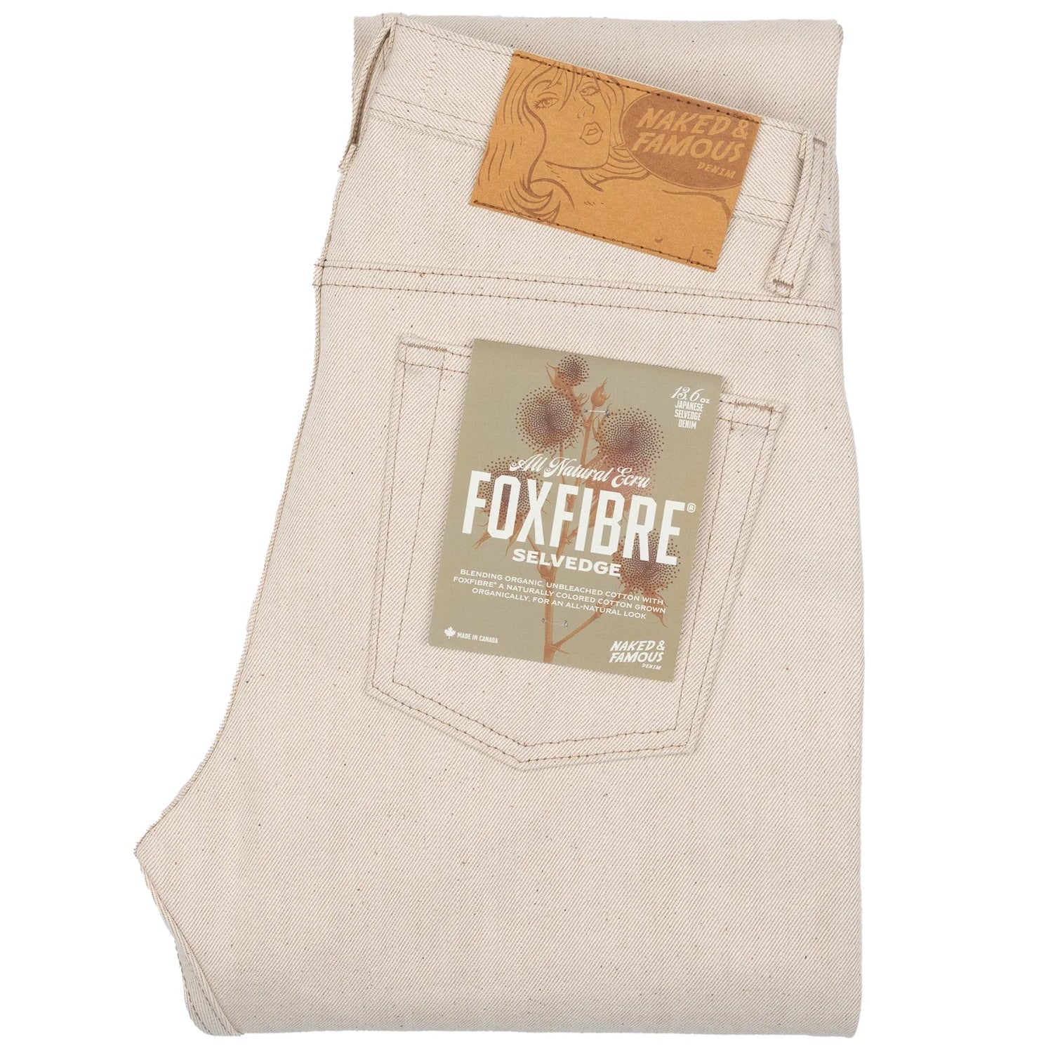ALL NATURAL ECRU FOXFIBRE® SELVEDGE - Weird Guy 13.6oz - Raw Denim