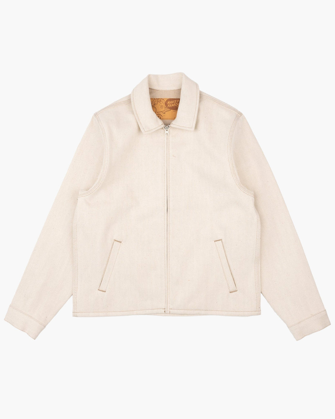 ALL NATURAL ECRU FOXFIBRE® SELVEDGE - Zip Chore Coat 13.6oz - Raw Denim