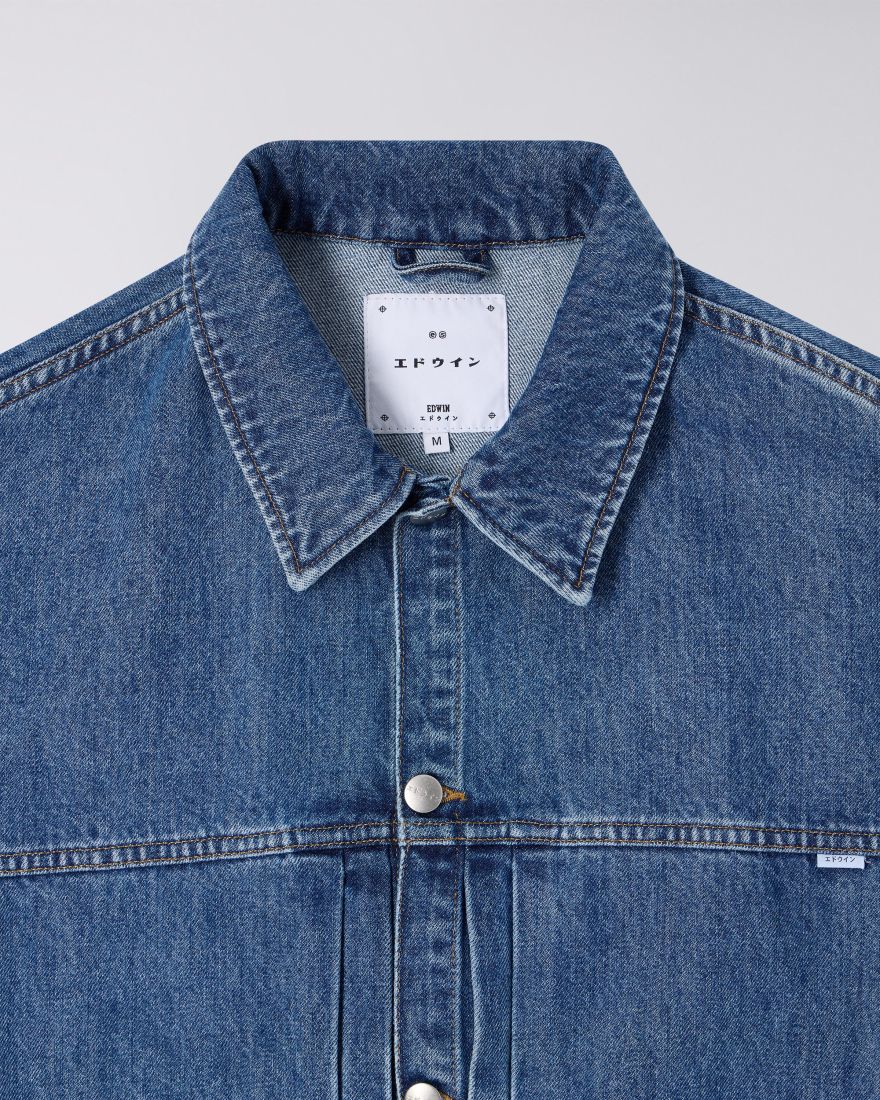 FREELAND JACKET - Blue Mid Stone Wash - Raw Denim
