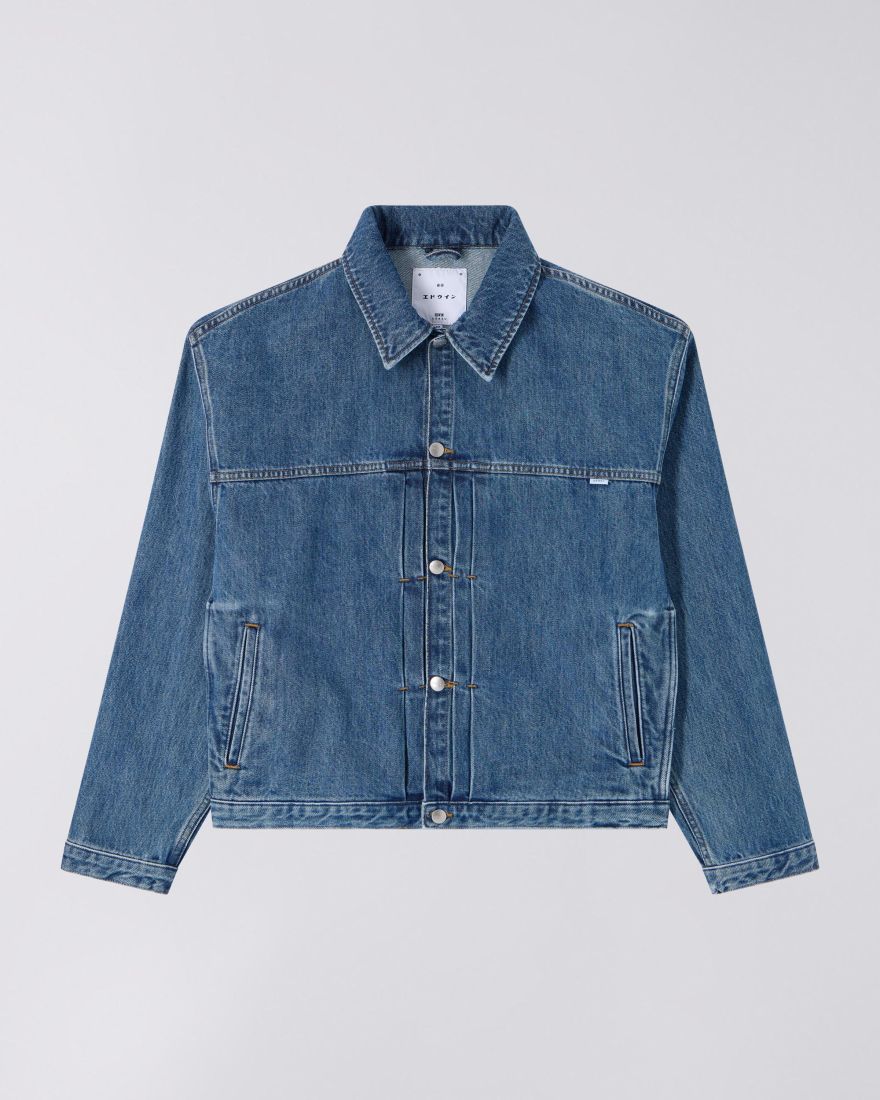 FREELAND JACKET - Blue Mid Stone Wash - Raw Denim