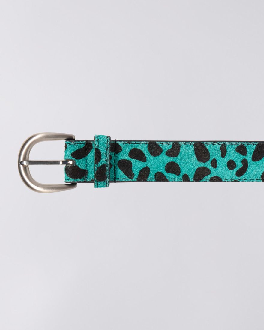 LEOPARD HAIRY BELT - Black / Baltic - Raw Denim