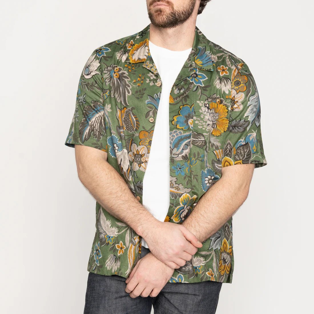 Naked &amp; Famous - Aloha Shirt - Vintage Pique - Green - Vintage Jeans