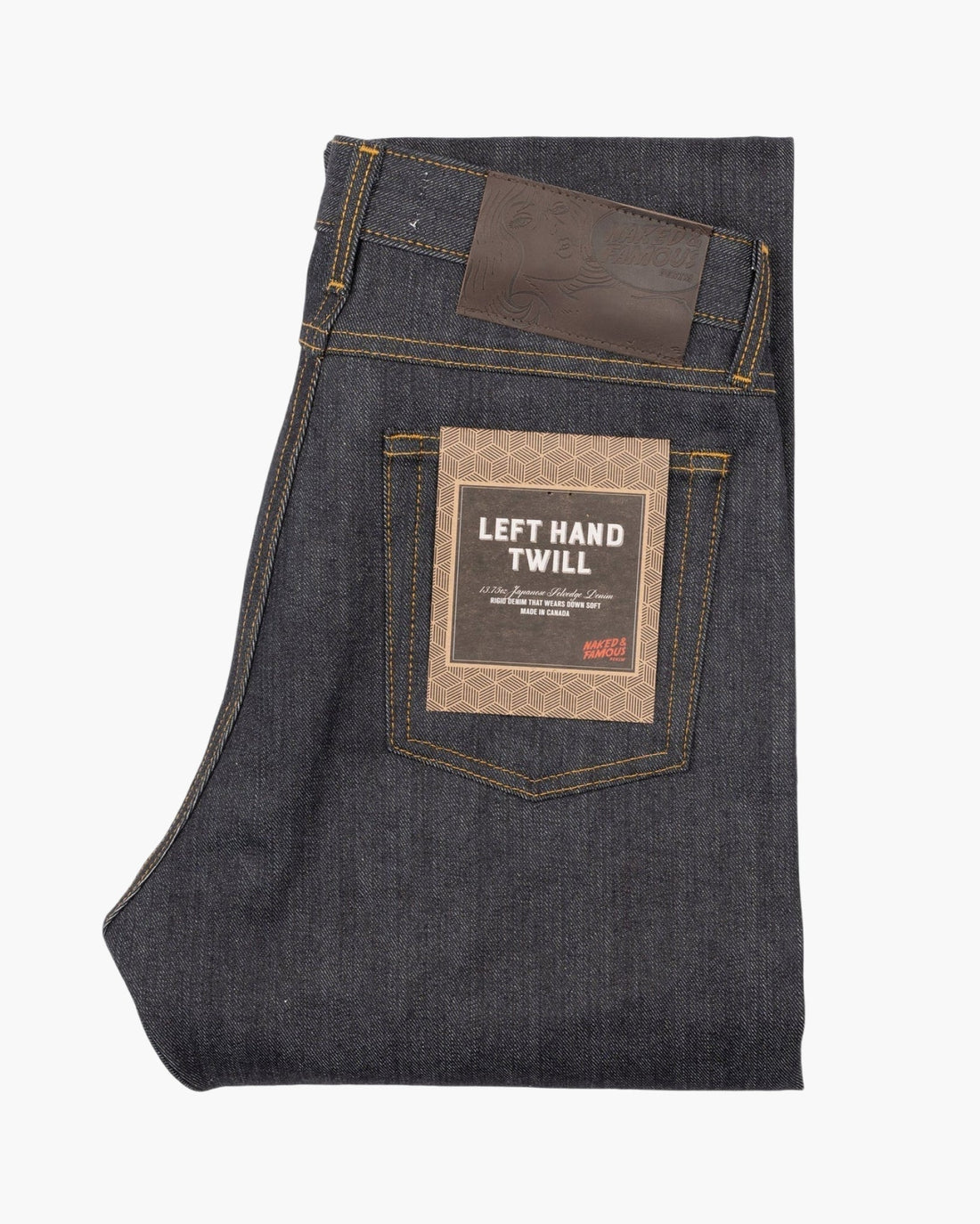 Naked &amp; Famous Denim True Guy Left Hand Twill raw denim jeans in straight fit selvedge
