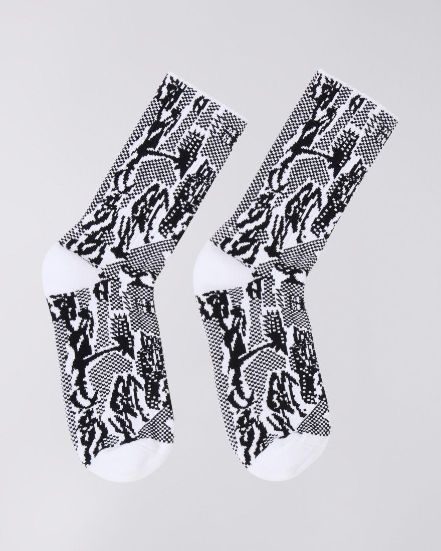 PANKU ALLOVER SOCKS - Black / White - Raw Denim