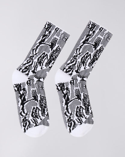 PANKU ALLOVER SOCKS - Black / White - Raw Denim