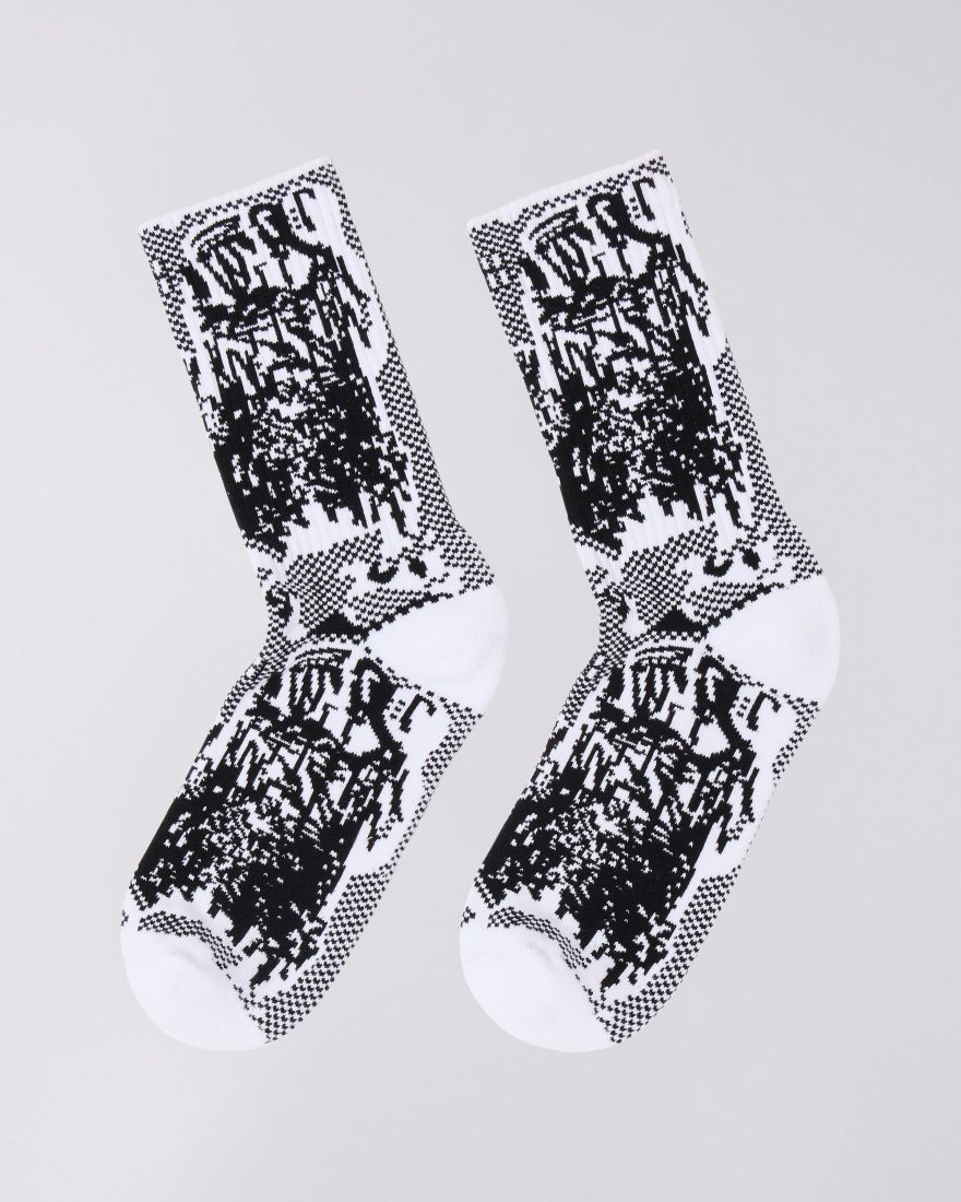 PANKU ALLOVER SOCKS - Black / White - Raw Denim