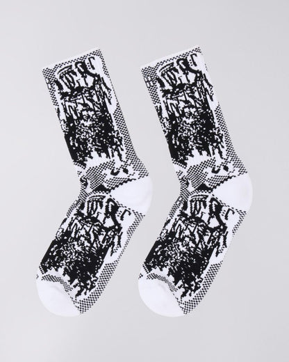 PANKU ALLOVER SOCKS - Black / White - Raw Denim