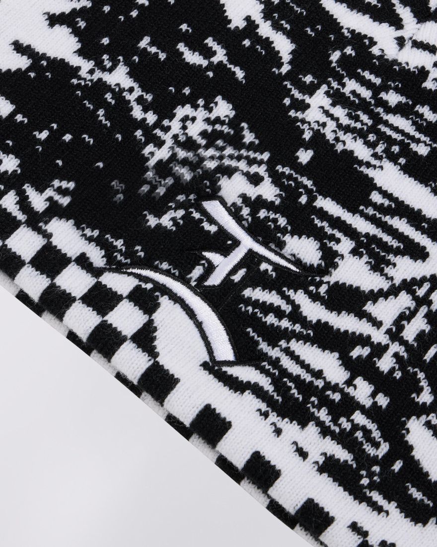 PANKU BEANIE - Black / White - Raw Denim