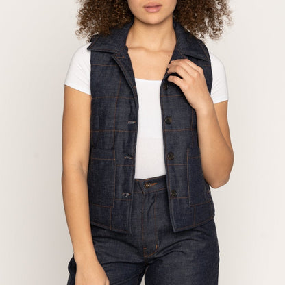 Quilted Vest - padded Naked &amp; Famous - Raw Denim