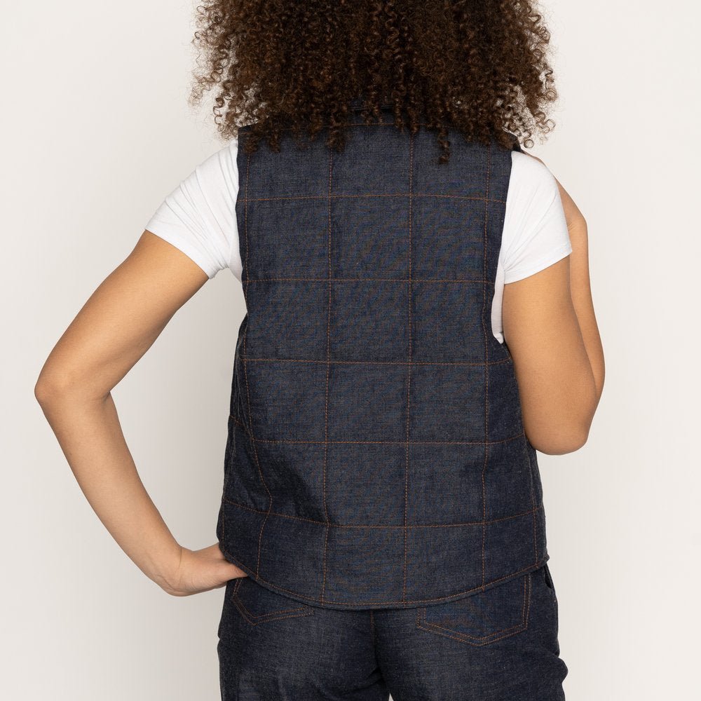 Quilted Vest - padded Naked &amp; Famous - Raw Denim