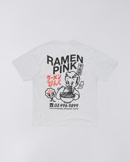 RAMEN PINK T - SHIRT - Grey Marl - Raw Denim