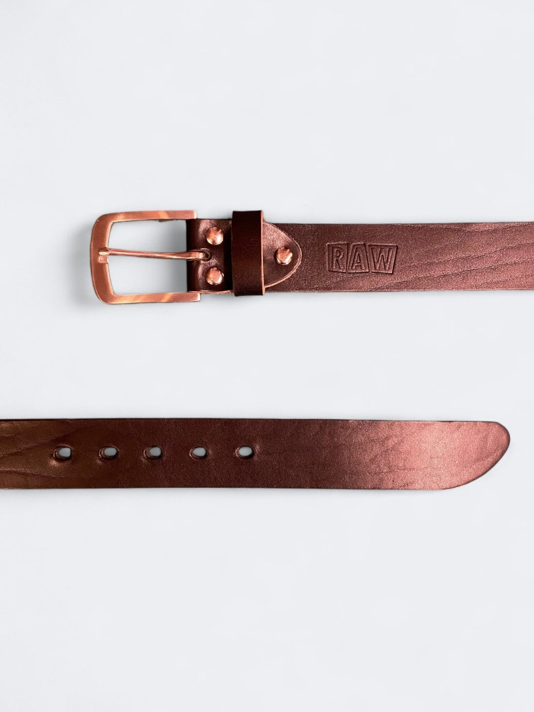 RAW LEATHER BELT - Black Brushed Steel - Raw Denim