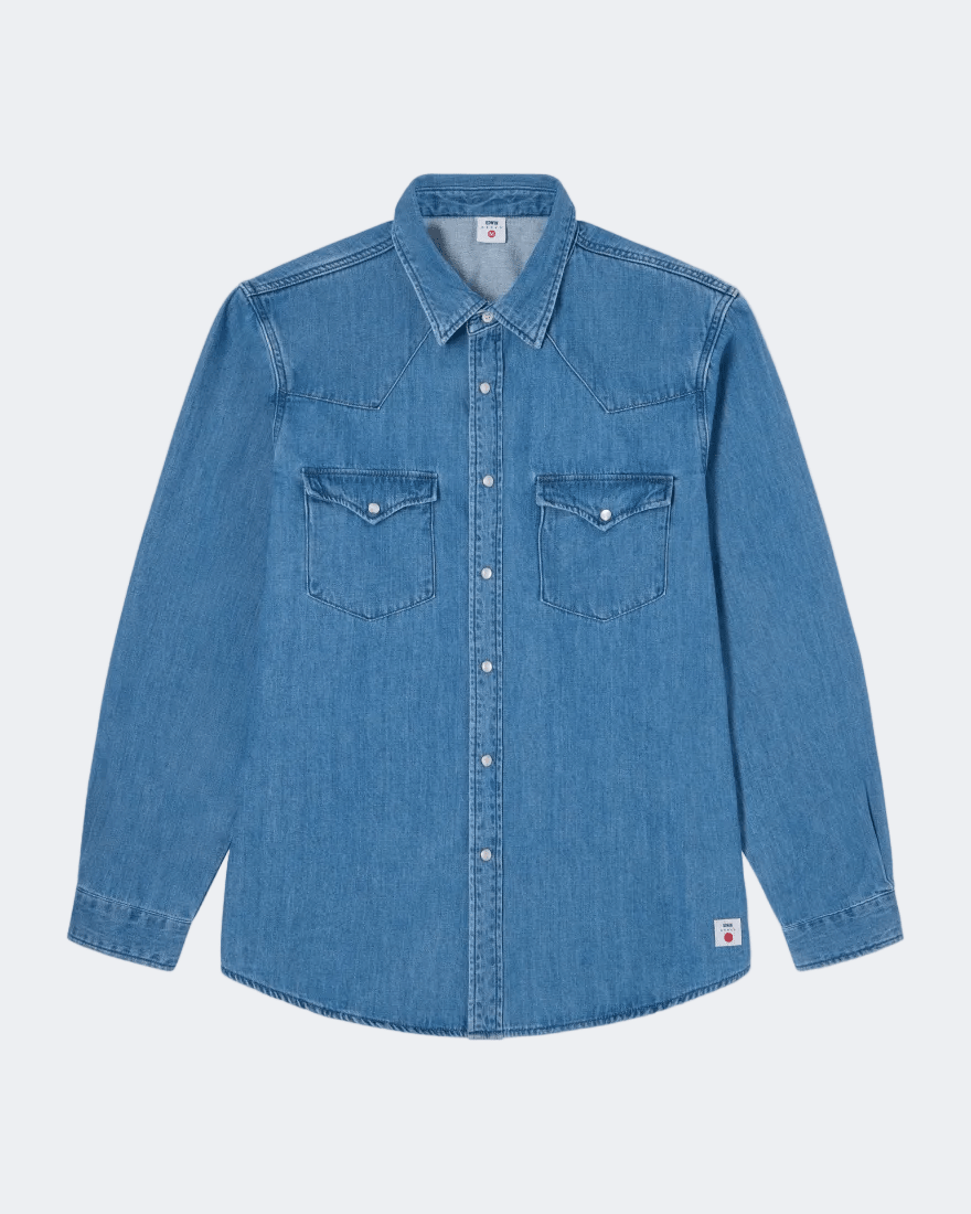 WESTERN SHIRT LS - Blue Light Used - Raw Denim