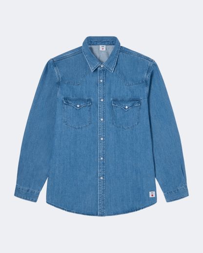 WESTERN SHIRT LS - Blue Light Used - Raw Denim